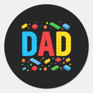 Dad Master Builder Building Bricks Blocks Family F Classic Round Sticker