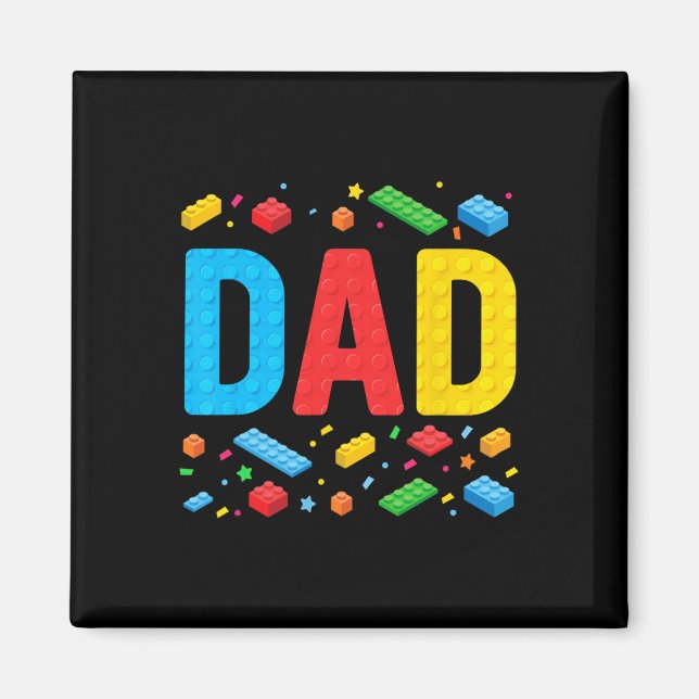 Dad Master Builder Building Bricks Blocks Family F Magnet (Front)