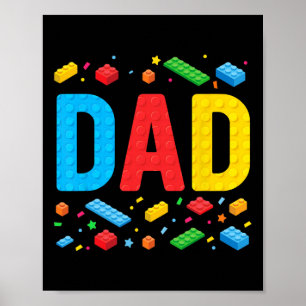 Dad Master Builder Building Bricks Blocks Family F Poster