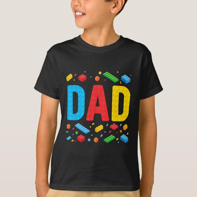 Dad Master Builder Building Bricks Blocks Family F T-Shirt (Front)