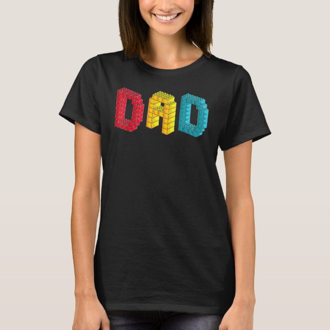 Dad Master Builder Building Bricks Blocks Family S T-Shirt (Front)