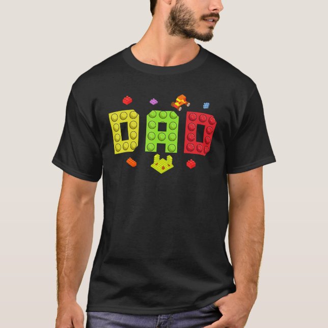 Dad Master Builder Building Bricks Blocks Family S T-Shirt (Front)