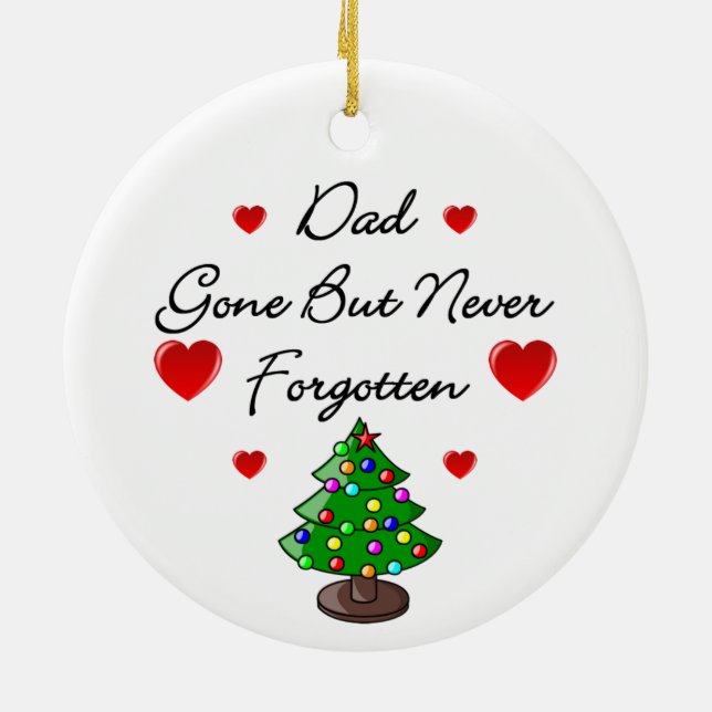 Dad Memorial Ceramic Christmas Tree Ornament (Back)