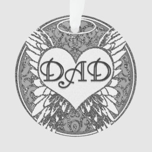 Dad Memorial with Heart and Angel Wings Ornament