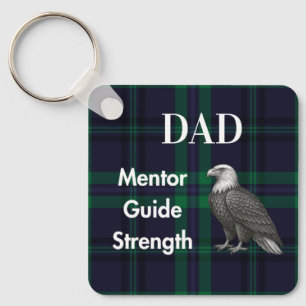Dad Mentor Guide Strength & Heart Eagle b-g plaid Key Ring