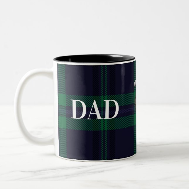 Dad Mentor Guide Strength & Heart Eagle b-g plaid Two-Tone Coffee Mug (Left)
