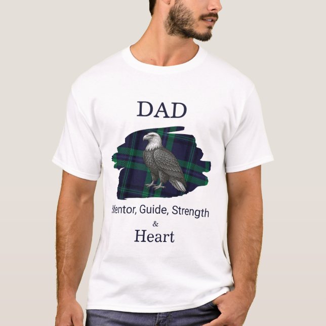 Dad Mentor Guide Strength & Heart Eagle Plaid blue T-Shirt (Front)