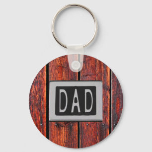 DAD Metal Barn Wood Background Key Ring