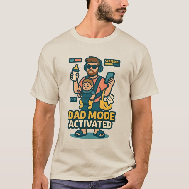 Dad Mode Activated - Gamer Style Parenting T-Shirt (Front)