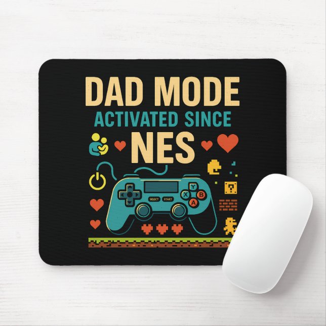 Dad Mode Activated NES Retro Gamer Art  Mouse Mat (With Mouse)