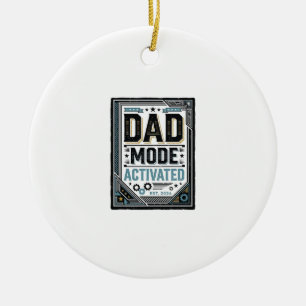Dad Mode Activated Vintage Engraving Shirt Design_ Ceramic Tree Decoration