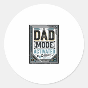 Dad Mode Activated Vintage Engraving Shirt Design_ Classic Round Sticker