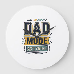 Dad Mode Activated Vintage Engraving Shirt Design Large Clock