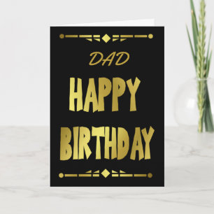 Dad Modern Black Gold Happy Birthday Card