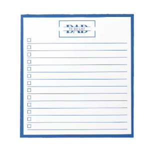 Dad Modern Blue Monogram To Do List 5.5" x 6" Notepad