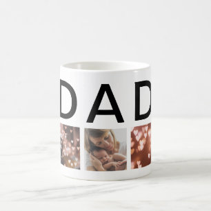 DAD modern elegant text Multi 7 Photo Coffee Mug