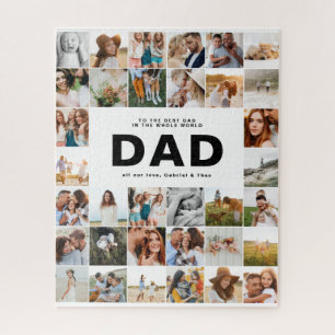 Dad modern multi photo fathers day black white  jigsaw puzzle