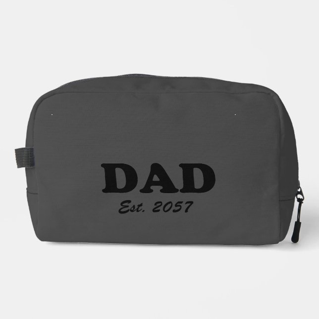 Dad modern typography custom est date grey black dopp kit (Front)