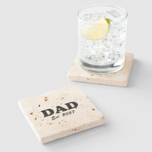 Dad modern typography custom established date stone coaster