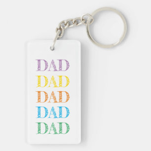 DAD Modern Typography Rainbow Colours Fathers Day  Key Ring