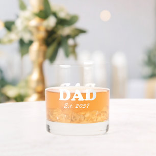 Dad modern white typography custom est date  whiskey glass