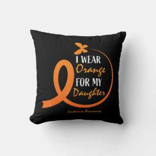 Dad Mom I Wear Orange For My Daughter Leukemia Awa Cushion