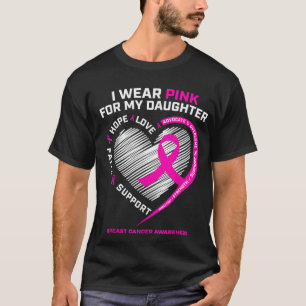 Dad Mom I Wear Pink For My Daughter Breast Cancer T-Shirt