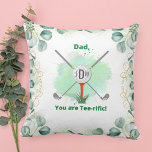 Dad | Monogrammed Golf Ball & Tee Pillow<br><div class="desc">Personalise this pillow for your favourite golfer in the family - Dad! The design features golf clubs, a tee, and a golf ball that you can add a monogram to prior to placing into your shopping cart. Other text on the design reads: "Dad, You are tee-rific!" Different sizes and fabrics...</div>