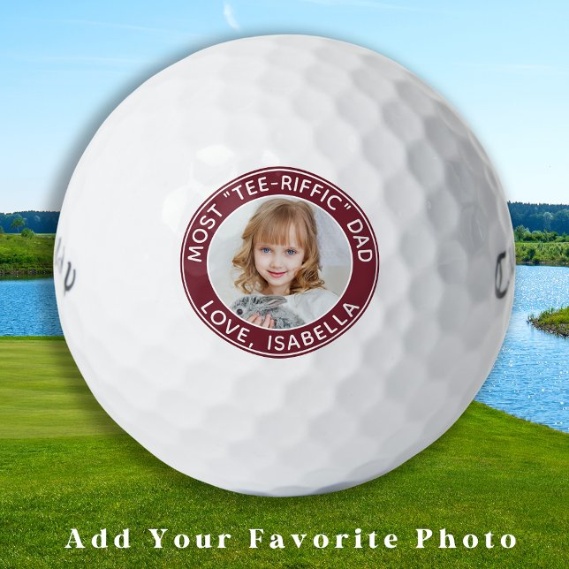 DAD Most Tee-Riffic Customised Picture Modern Red  Golf Balls (Creator Uploaded)