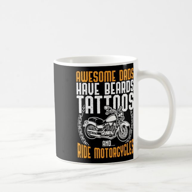 Dad Motorcycle Fathers Day Gift Funny Tattoo  Coffee Mug (Right)