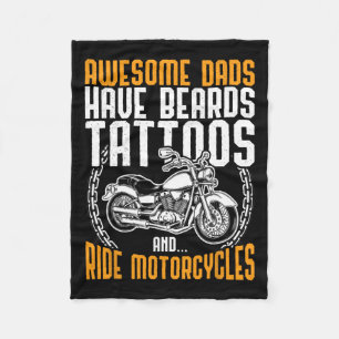 Dad Motorcycle Fathers Day Gift Funny Tattoo Fleece Blanket
