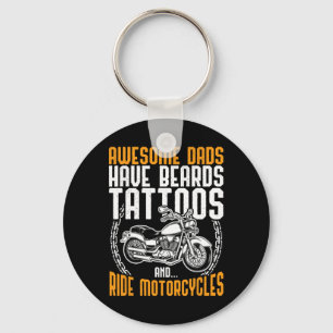 Dad Motorcycle Fathers Day Gift Funny Tattoo Key Ring