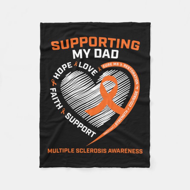 Dad Ms Dad Multiple Sclerosis Dad Ms Awareness  Fleece Blanket (Front)