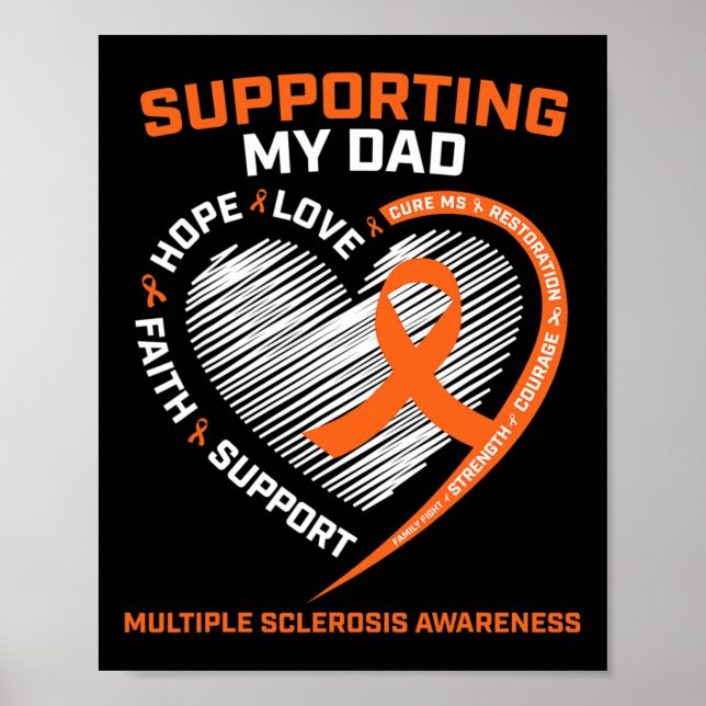 Dad Ms Dad Multiple Sclerosis Dad Ms Awareness  Poster (Front)