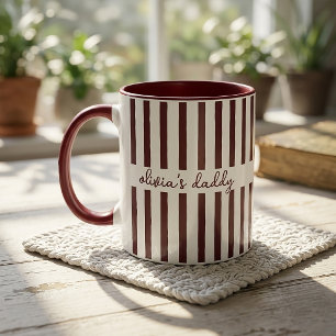 Dad Mug: Custom Striped Kids Names Coffee Cup