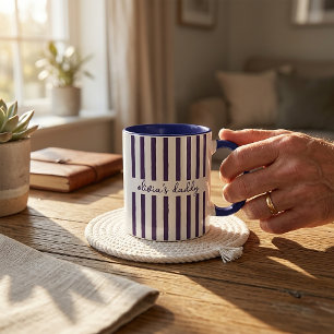 Dad Mug: Custom Striped Kids Names Coffee Cup