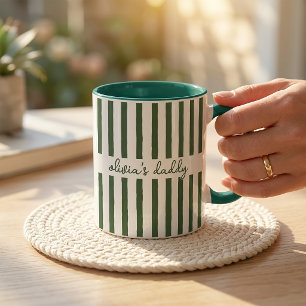 Dad Mug: Custom Striped Kids Names Coffee Cup