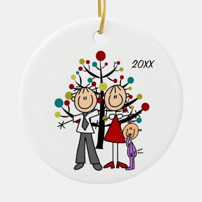Dad, Mum, Baby Girl Christmas Ornament (Front)