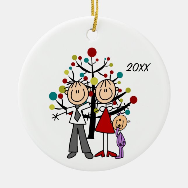 Dad, Mum, Baby Girl Christmas Ornament (Front)