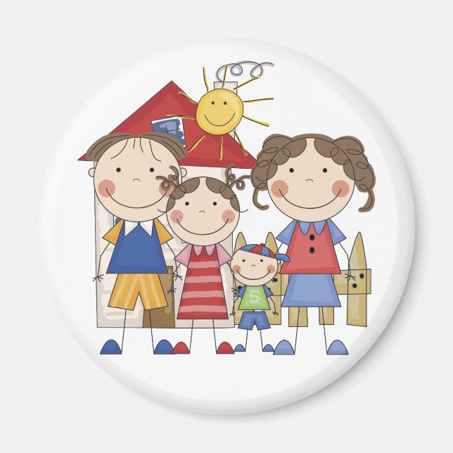 Dad, Mum, Big Sister, Little  Brother Family Magnet (Front)