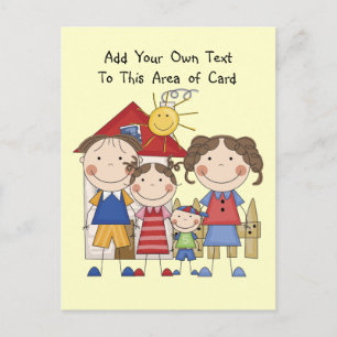 Dad, Mum, Big Sister, Little  Brother Family Postcard