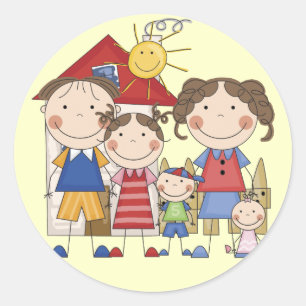 Dad, Mum, Big Sister, Middle Brother, Baby Sis Classic Round Sticker