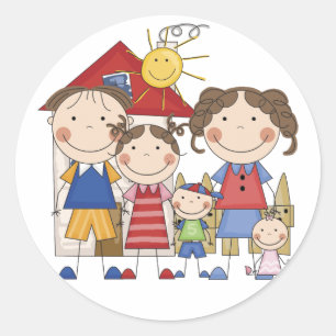 Dad, Mum, Big Sister, Middle Brother, Baby Sis Classic Round Sticker