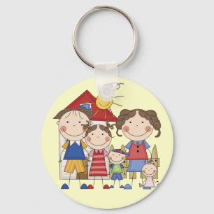 Dad, Mum, Big Sister, Middle Brother, Baby Sis Key Ring