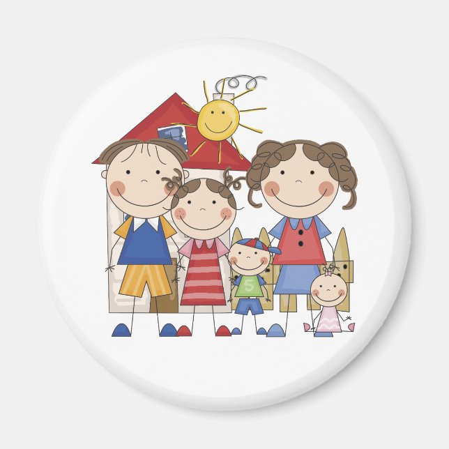 Dad, Mum, Big Sister, Middle Brother, Baby Sis Magnet (Front)