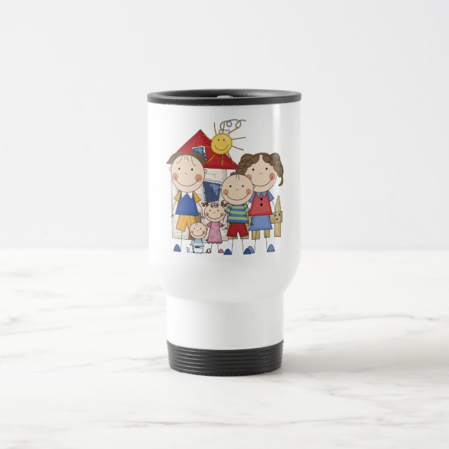 Dad, Mum, Boy, Girl, Baby Boy Family Travel Mug (Center)