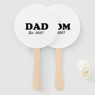 Dad Mum custom est date baby shower party game Hand Fan