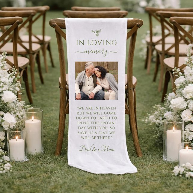 Dad & Mum In Loving Memory Wedding Memorial Sage Short Table Runner (Creator Uploaded)
