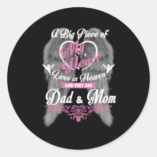 Dad Mum My Angels Memories Of Parents In Heaven Classic Round Sticker