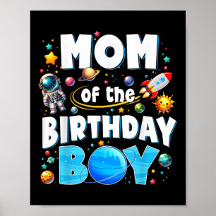 Dad Mum Of The Birthday Boy Astronaut Family Space Poster
